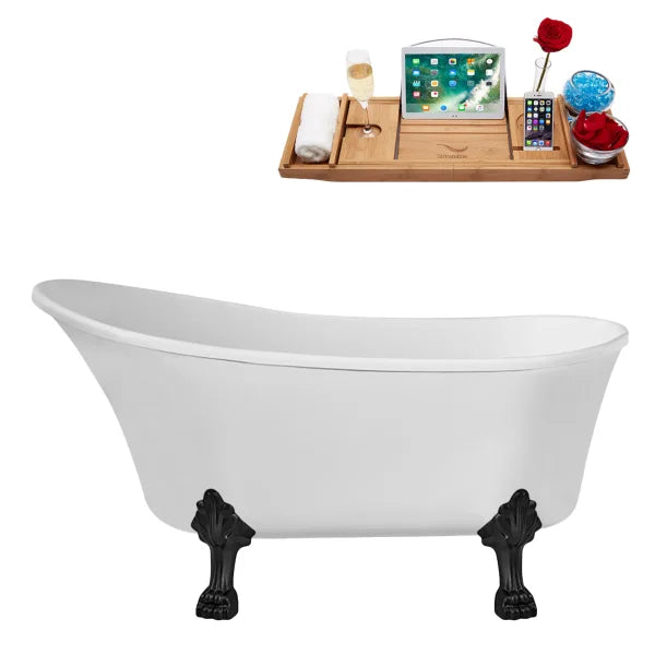 Streamline Clawfoot Bathtub with Bamboo Bathtub Caddy