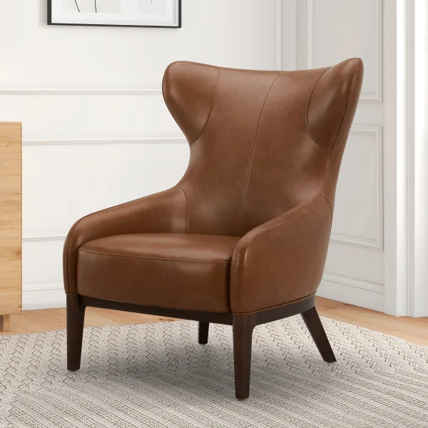 Aiden & Ivy Top-grain Leather Wingback Armchair