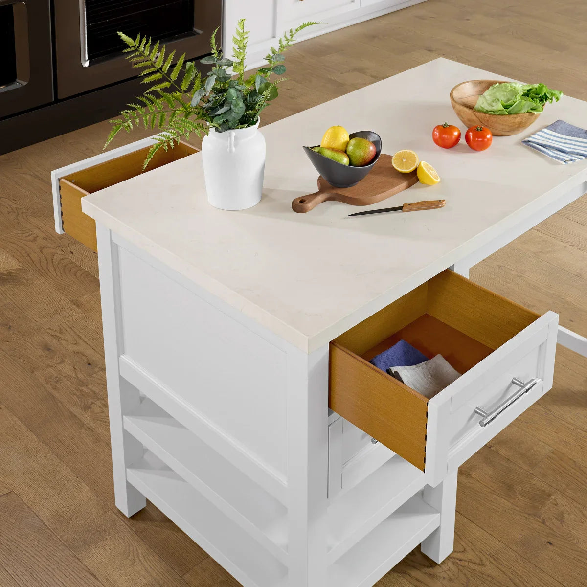 Caine Kitchen Island, White