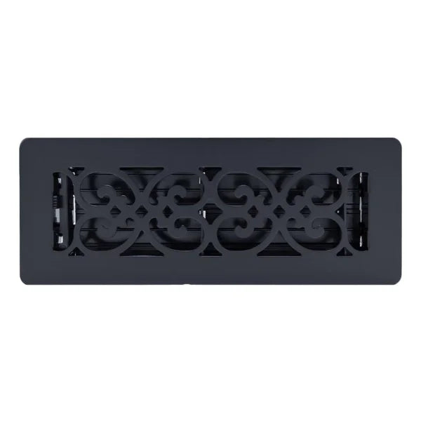 Manor House Black Low Profile Scroll Design Floor Registers, 4-pack