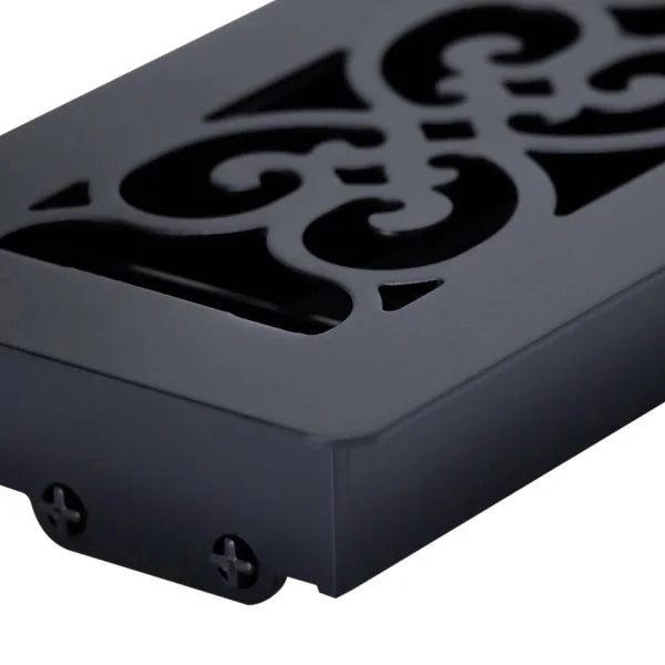 Manor House Black Low Profile Scroll Design Floor Registers, 4-pack