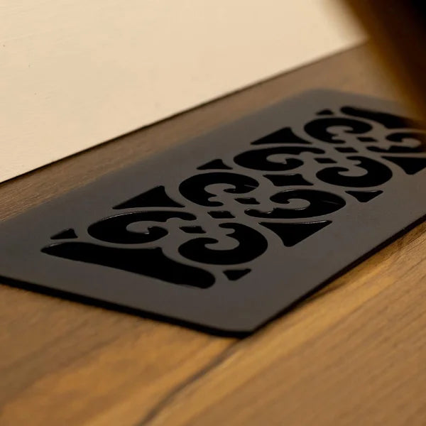 Manor House Black Low Profile Scroll Design Floor Registers, 4-pack