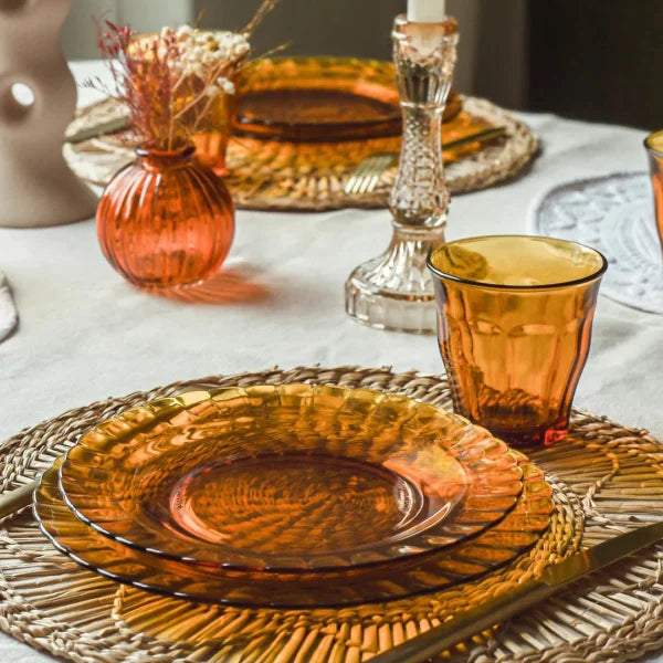 Duralex "Le Picardie" Amber Tempered Glass Dinnerware Set, 18-piece