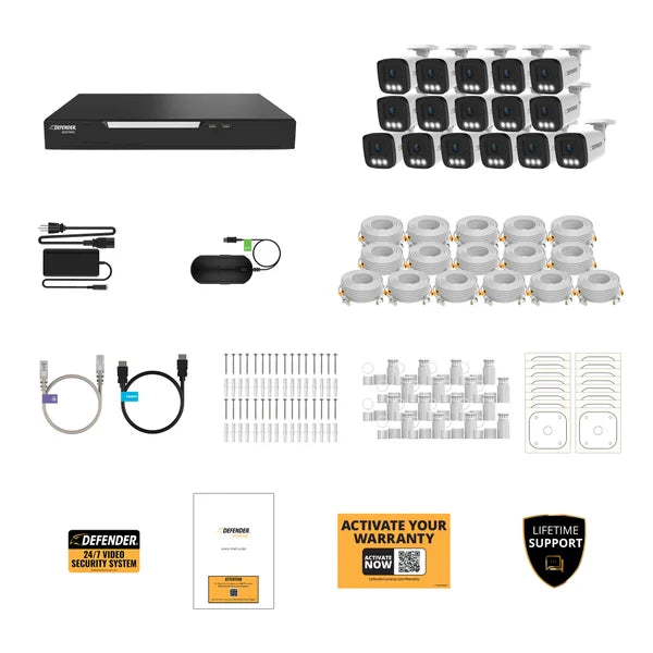 Defender AI POWERED Sentinel 4K Ultra HD Wired 16 Channel PoE NVR Security System with 16 Metal Cameras with 2 TB HDD