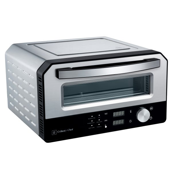 Culinary Chef High Temperature Indoor Pizza Oven with Digital Screen, Stainless Steel