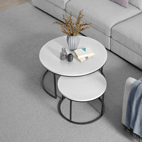 Bayside Furnishings 2-piece Nesting Table Set with Quartz Table Top