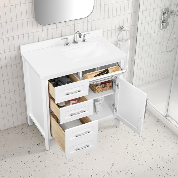 OVE Decors Renfrew Vanity with Quartz Top in White