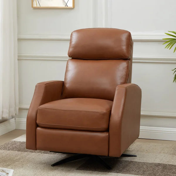 Top-grain Leather Swivel Pushback Recliner