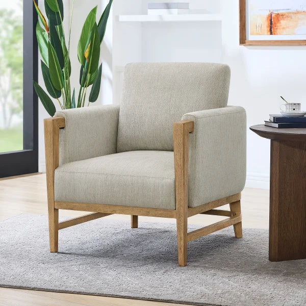 Thomasville Fabric Accent Chair with Wood Trim