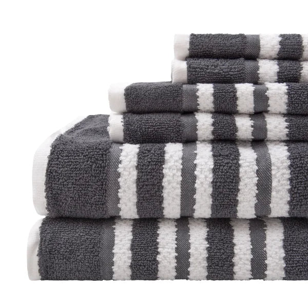Textured Stripe Towel Set, 6-piece