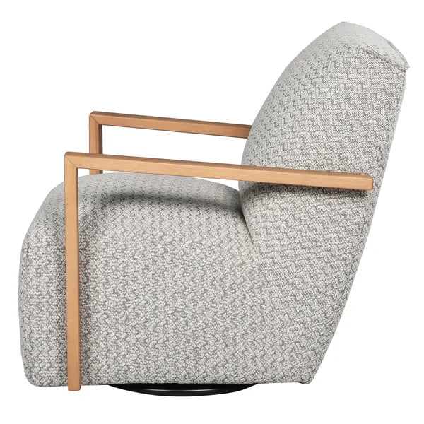 Nice Link – Sierra Fabric Swivel Chair with Wood Arms