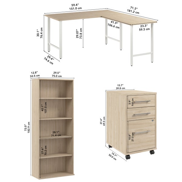 Bush Furniture Office Pro Havin 3-piece L-shaped Workstation