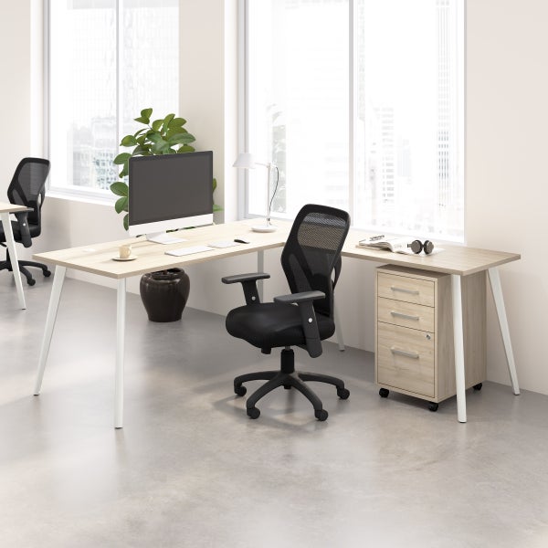 Office Pro Strive L-shaped Desk with Mobile File Cabinet