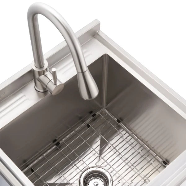 TRINITY Stainless Steel Utility Sink with Shelf and Pullout Faucet