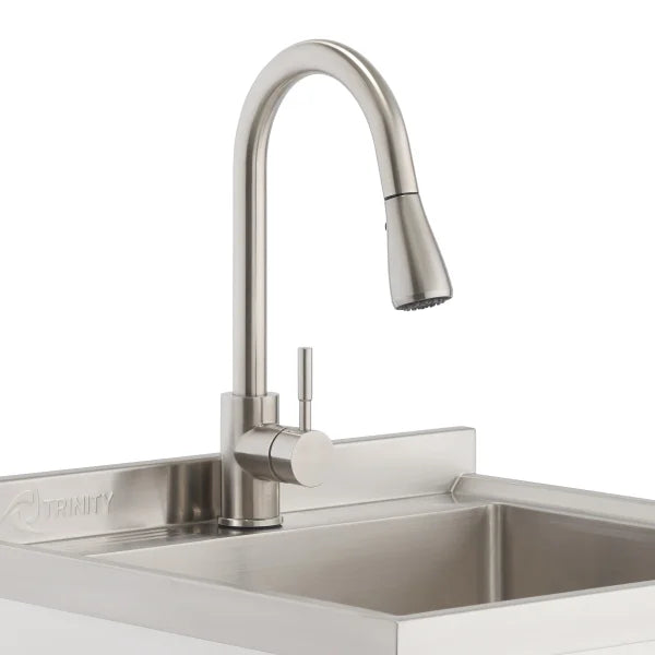 TRINITY Stainless Steel Utility Sink with Shelf and Pullout Faucet