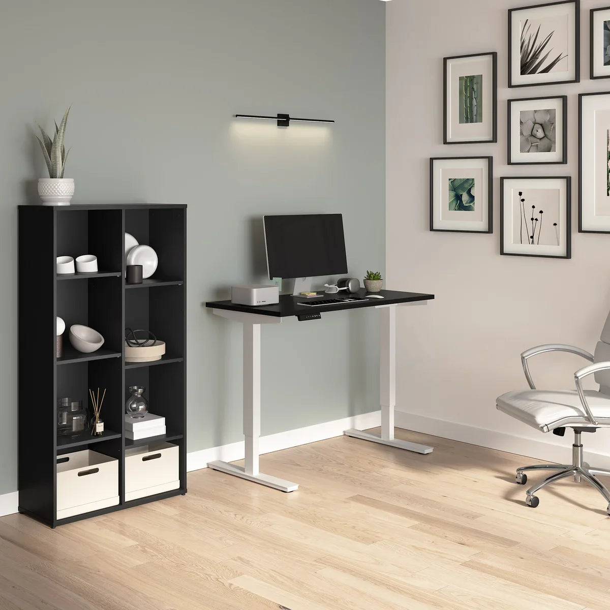 Bestar Viva 120.9 cm (47.6 in.) Height Adjustable Desk with Bookcase