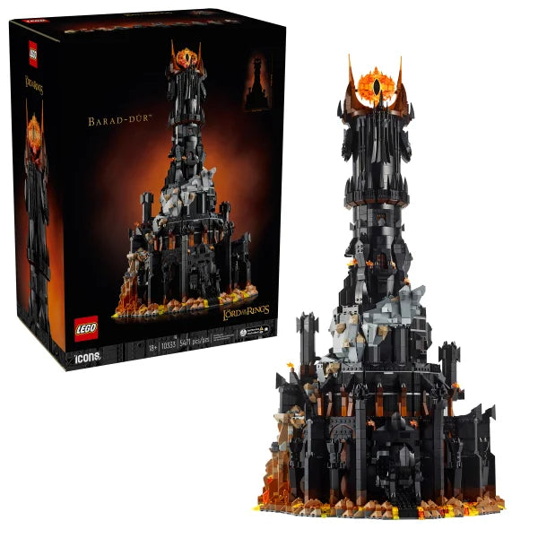 LEGO Icons Lord of the Rings Barad-dûr Building Set with Bonus NINJAGO Cole’s Titan Dragon Mech