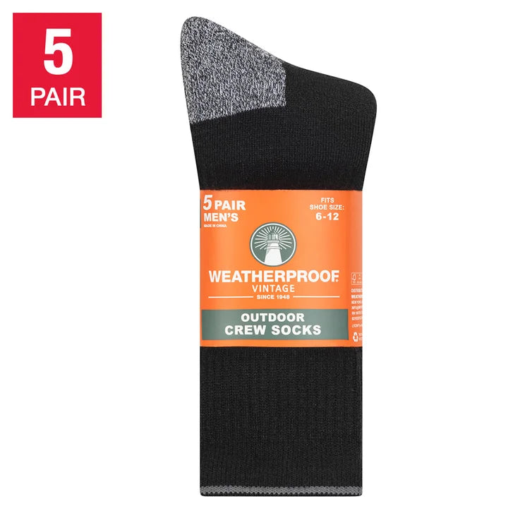 Weatherproof Vintage Men's Outdoor Crew Sock, 5-pair