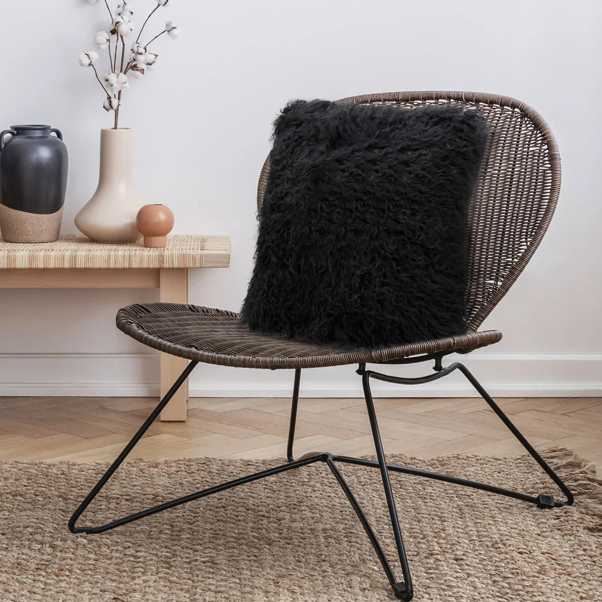 Mongolian Sheepskin Decorative Cushion