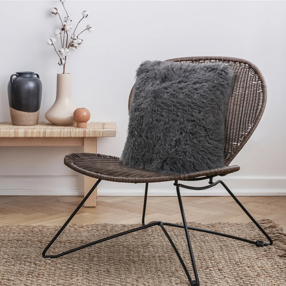 Mongolian Sheepskin Decorative Cushion