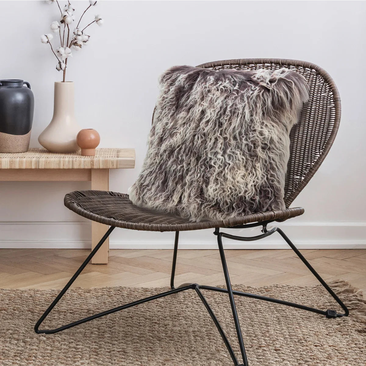 Mongolian Sheepskin Decorative Cushion