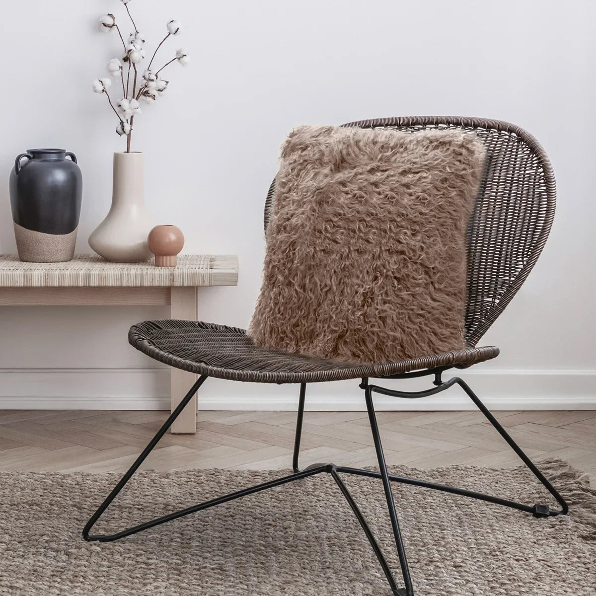 Mongolian Sheepskin Decorative Cushion