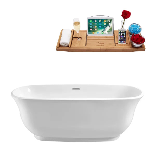 Streamline Freestanding Bathtub With Polished Chrome Drain