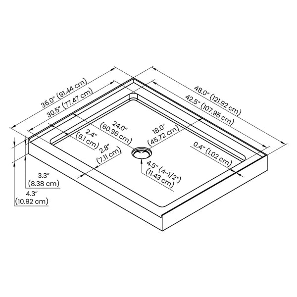 Streamline Acrylic Alcove Shower Base