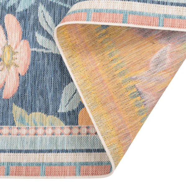 Viana Amalfi Collection Navy Floral Indoor/Outdoor Area Rug
