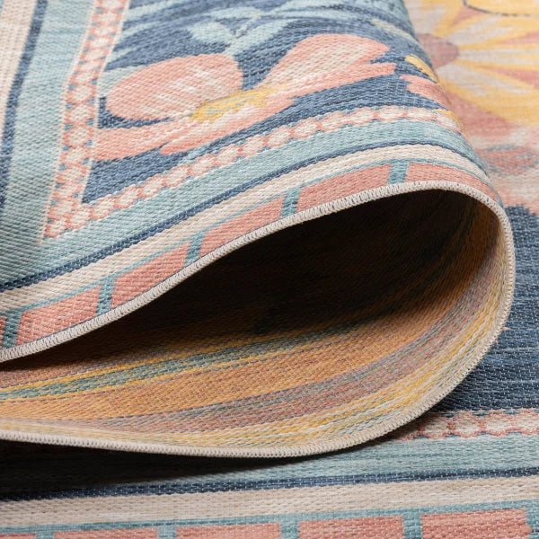 Viana Amalfi Collection Navy Floral Indoor/Outdoor Area Rug