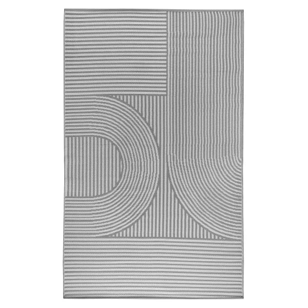 Viana Bahamas Collection Grey Monoline Indoor/Outdoor Reversible Area Rug