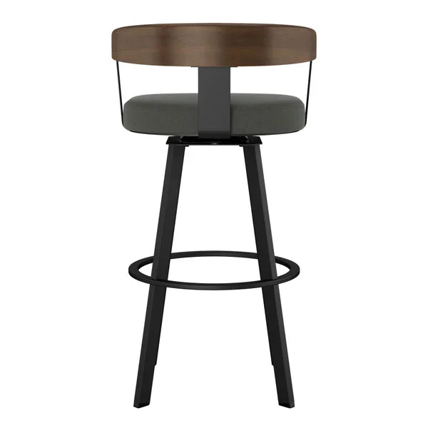 Amisco Lars Swivel Counter Stool in Polyester Fabric, Charcoal Grey