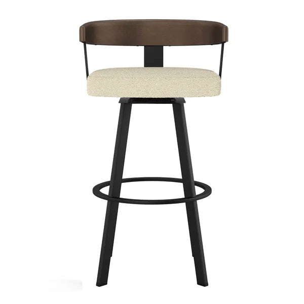 Amisco Lars Swivel Counter Stool in Polyester Fabric, Cream
