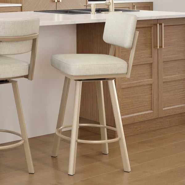 Amisco Alek Swivel Counter Stool, Beige and Gold