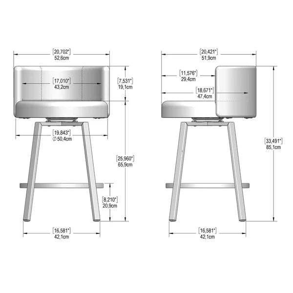 Amisco Cristina Swivel Counter Stool Black Metal Frame