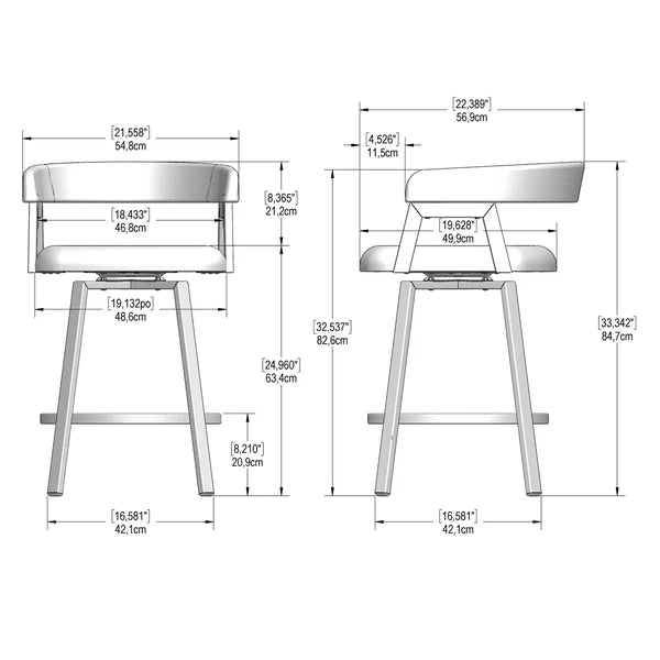 Amisco Caris Swivel Counter Stool Black Metal Frame