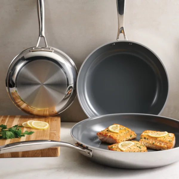 Tramontina Stainless Steel with Ceramic Non-stick Skillet Set, 3-piece