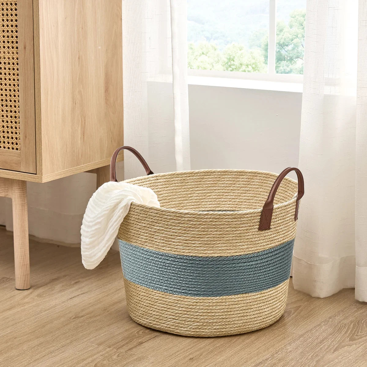 Baum Two-Tone Faux Wicker Basket