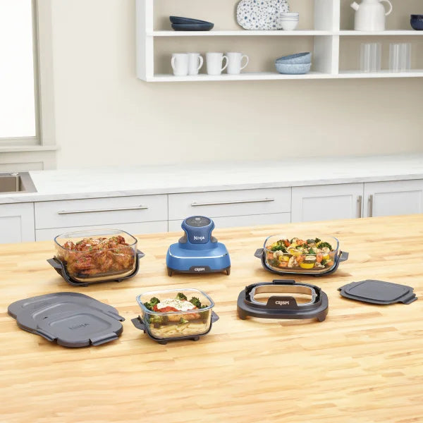 Ninja Crispi 5-in-1 Portable Glass Air Fry Cooking System, 3 Containers and Cover