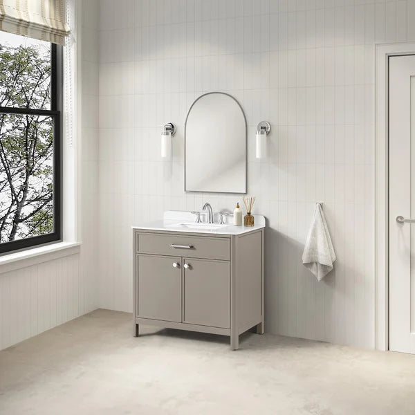 OVE Decors Margie Vanity in Stone Taupe Finish with Quartz Countertop