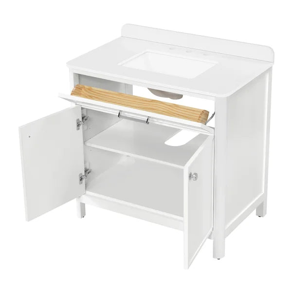 OVE Decors Margie Vanity in White Finish with Quartz Countertop