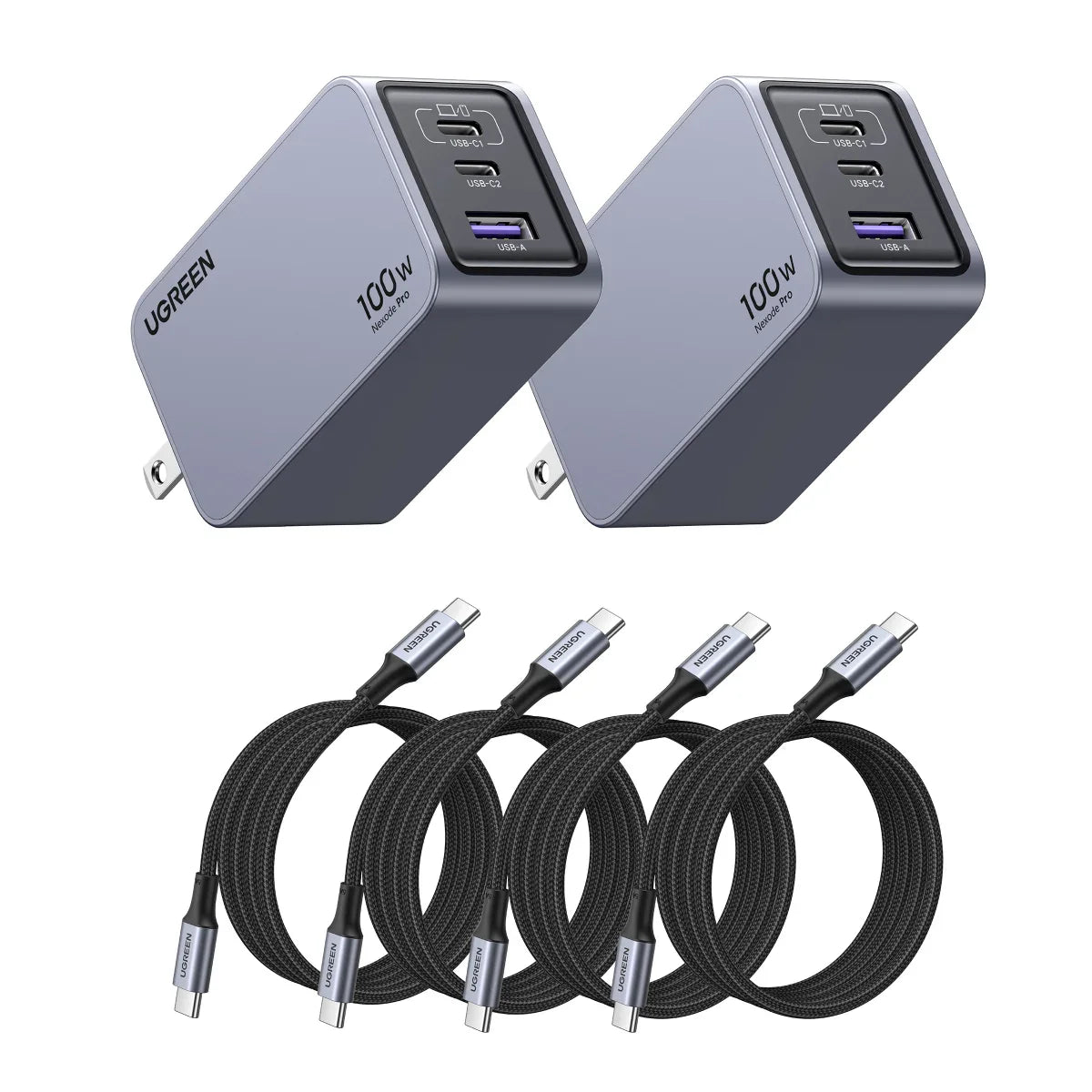 Ugreen Nexode Pro 100 W GaN Charger and 100 W USB-C Cables Bundle
