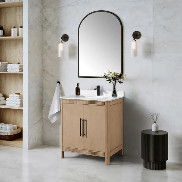 OVE Decors Kiara Vanity in Sahara Birch Finish with Quartz Countertop