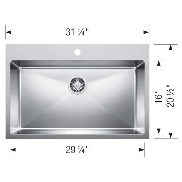 Blanco Quatrus R15 31.5 in. Dual Mount Stainless Steel Kitchen Sink