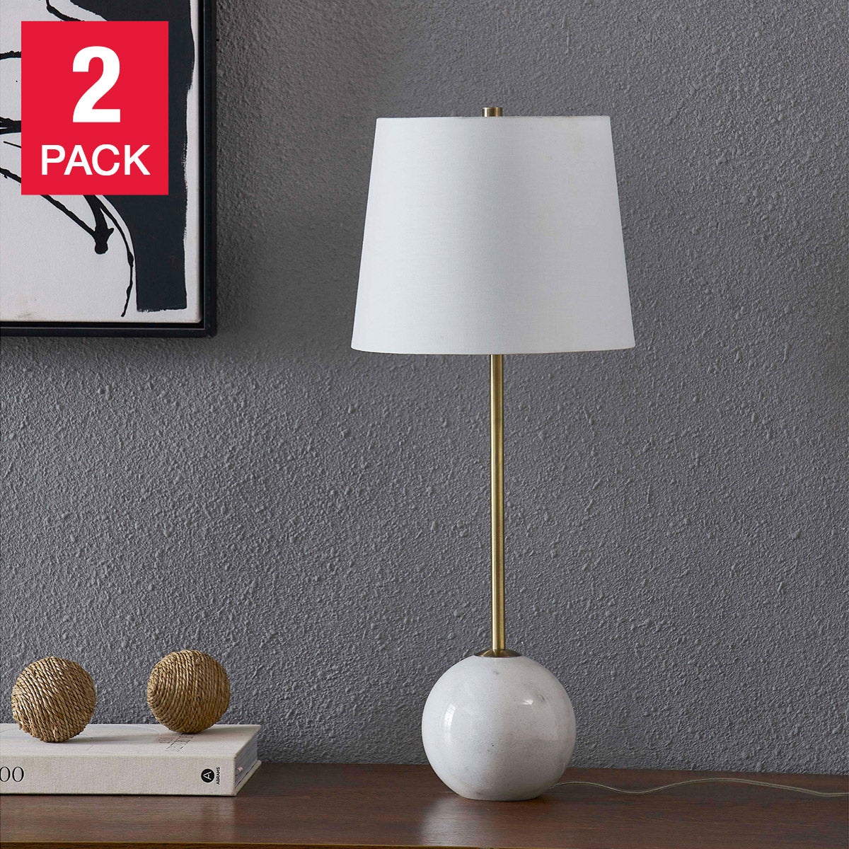 Naomi Marble and Iron Table Lamp, 2-pack