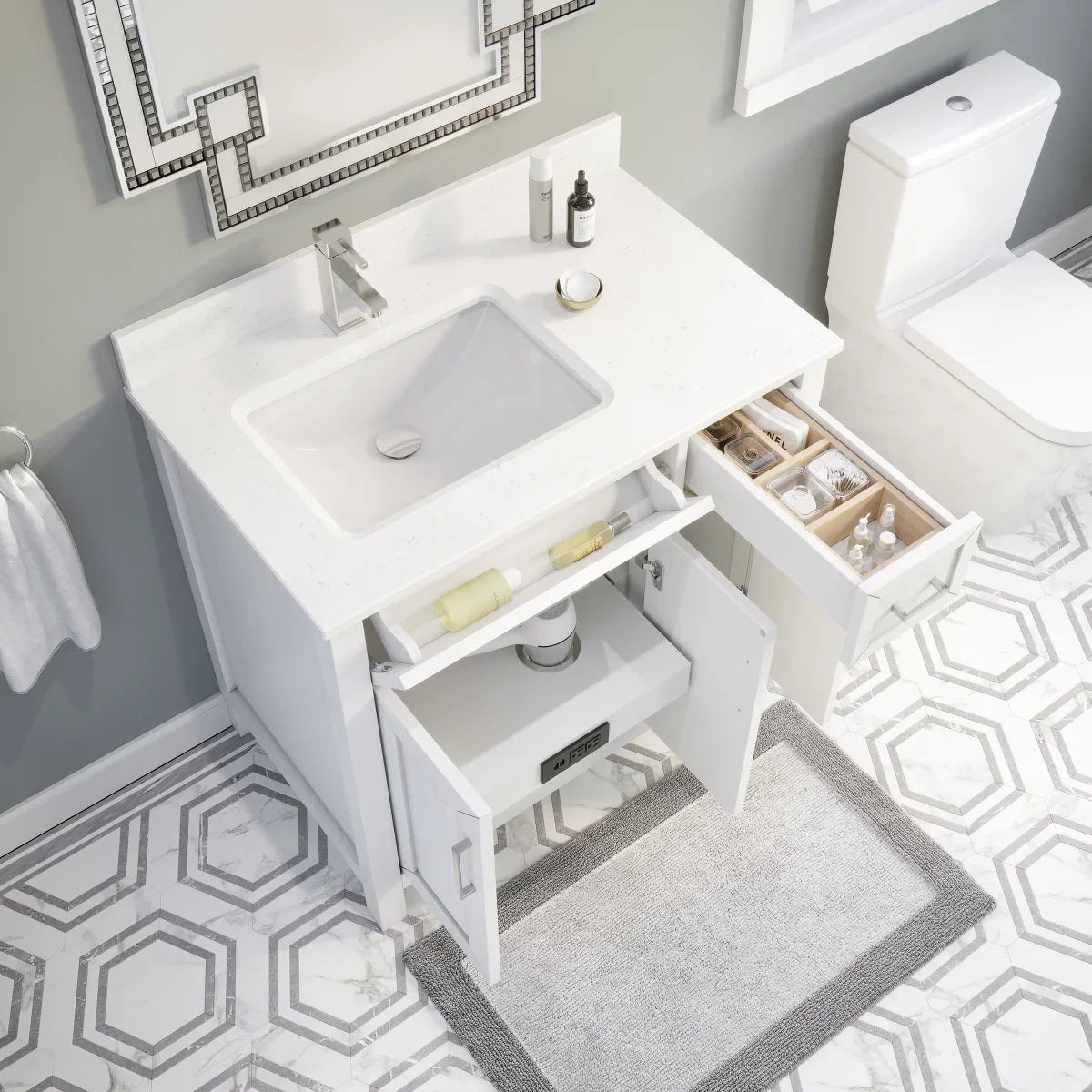 Studio Bathe Thomson Vanity with Power Bar, White