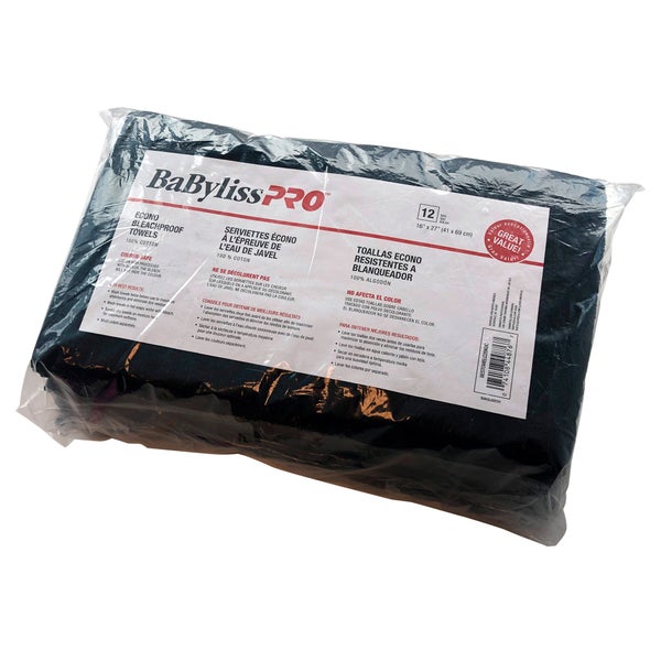 Babyliss Pro Econo Bleachproof Hair Salon Towels, 12-pack