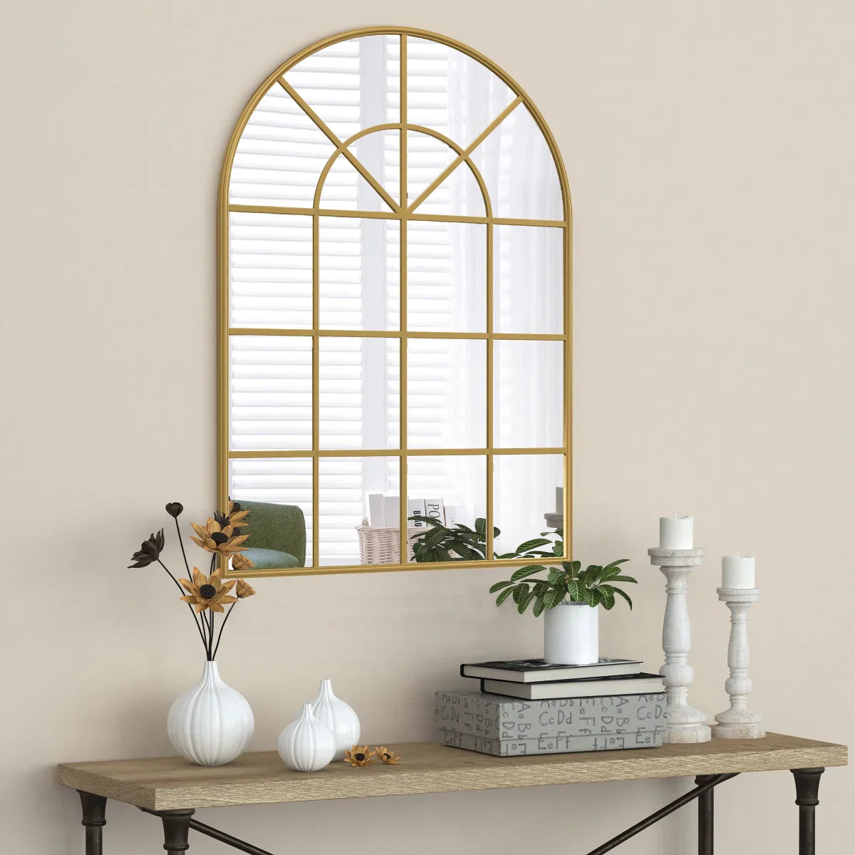 Appollo Harley Modern 71 cm x 105 cm (28 in. x 41.5 in.) Window Metal Framed Mirror