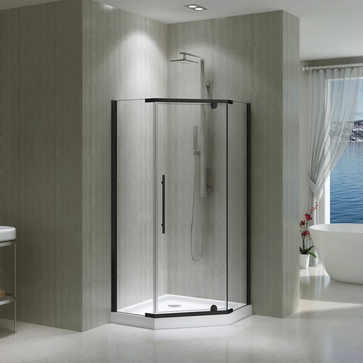 Jade Riley Neo-Angle Corner Shower Enclosure with Base