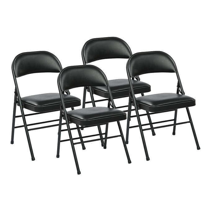 Vinyl Black Folding Chair Set of 4 for Office Use